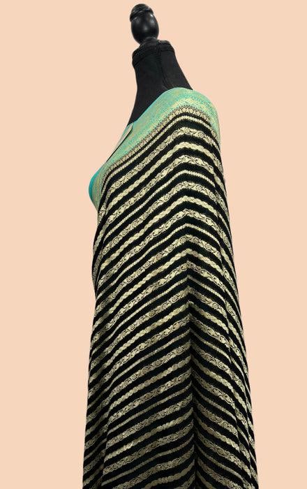 Black Khaddi Georgette Banarasi Handloom Saree - Water Zari