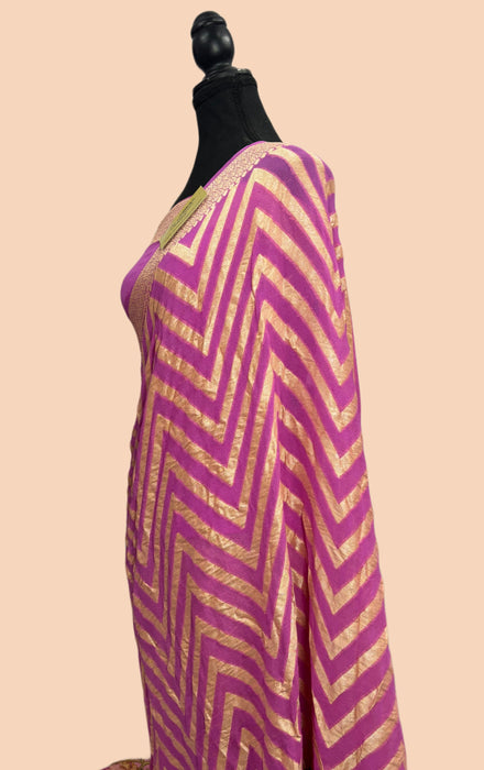 Pure Khaddi Chiffon Banarasi Handloom Saree