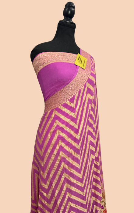 Pure Khaddi Chiffon Banarasi Handloom Saree