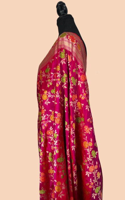 Rani Pure Katan Silk Banarasi Handloom Saree - Sona Meenakari