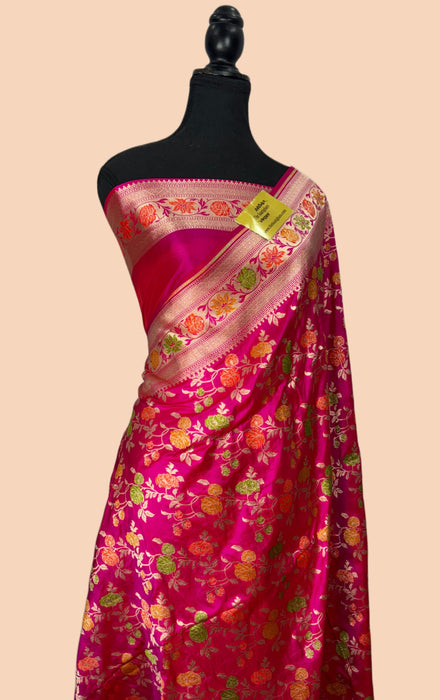 Rani Pure Katan Silk Banarasi Handloom Saree - Sona Meenakari