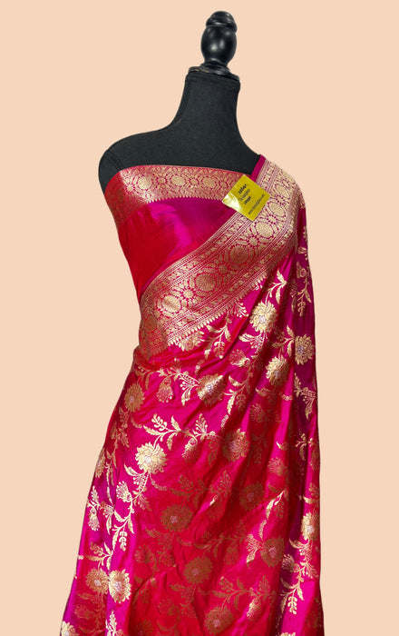 Rani Pure Katan Silk Banarasi Handloom Saree - Sona Roopa Jaal Work