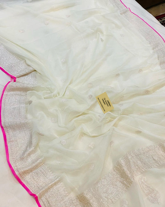 Pink Pure Kadhwa Chiffon  Banarasi Saree