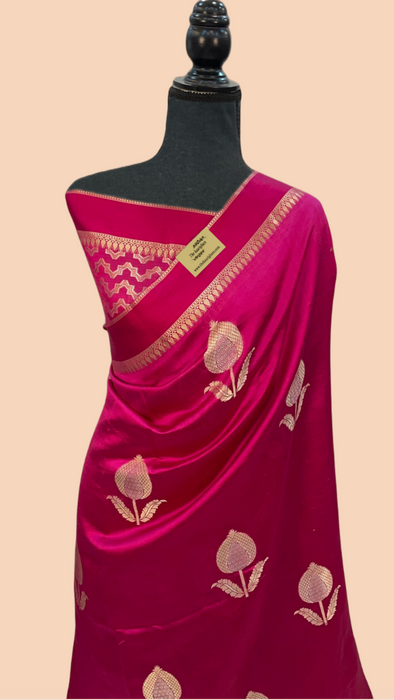 Rani Pure Raw Mango Katan Banarasi Handloom Saree
