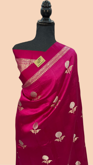 Rani Pure Raw Mango Katan Banarasi Handloom Saree