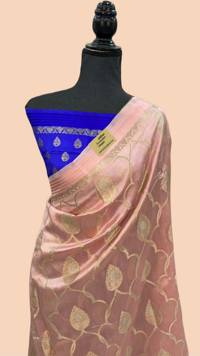 Royal Pink Pure Raw Mango Katan Banarasi Handloom Saree