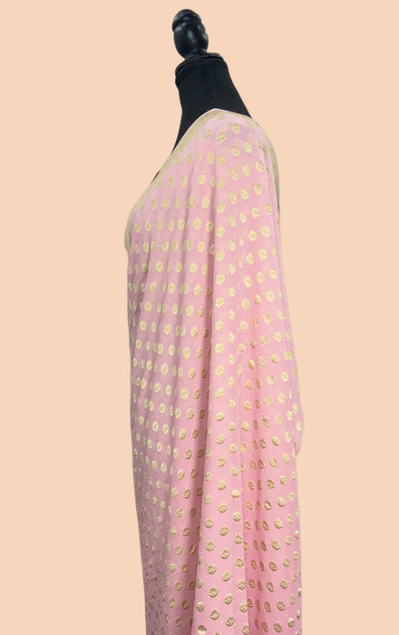 Pink Pure Khaddi Georgette Banarasi Saree - Water zari