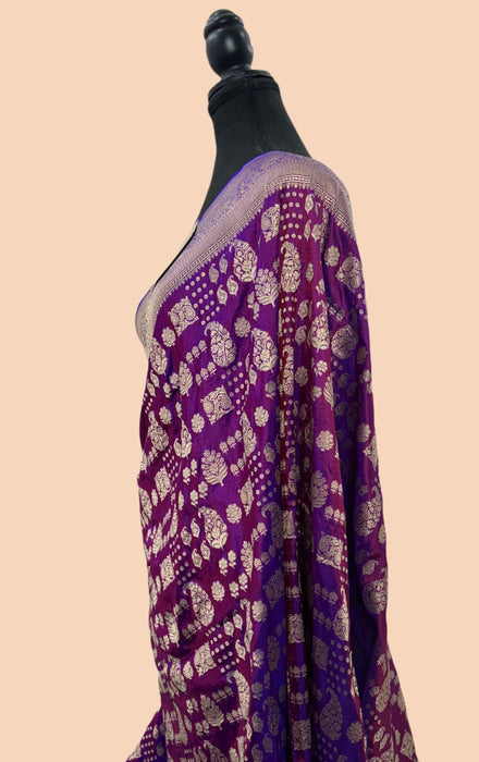 Purple Pure Katan Banarasi Handloom Saree - Kayri Work