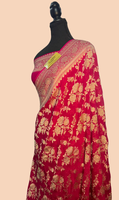 Rani Pure Khaddi Georgette Banarasi Saree -  Water Zari