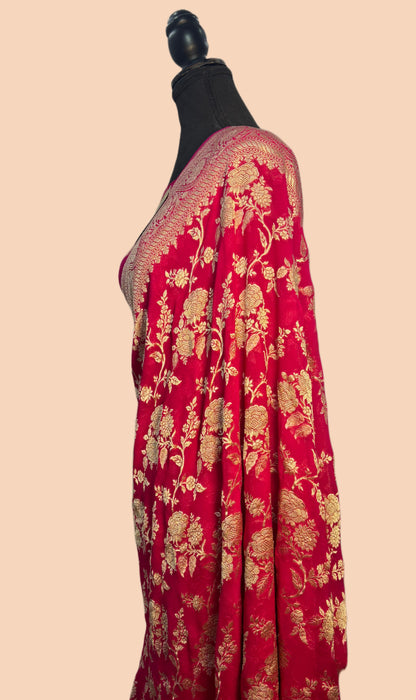 Rani Pure Khaddi Georgette Banarasi Saree -  Water Zari