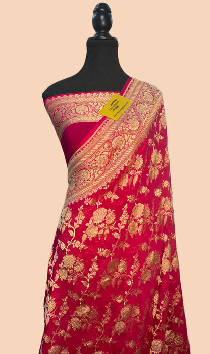 Rani Pure Khaddi Georgette Banarasi Saree -  Water Zari