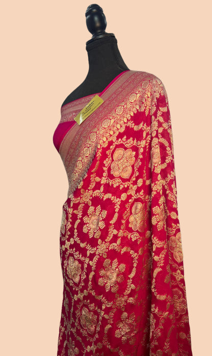 Rani Pure Khaddi Georgette Banarasi Saree -  Water Zari