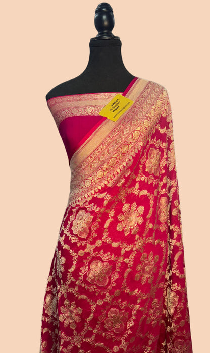 Rani Pure Khaddi Georgette Banarasi Saree -  Water Zari
