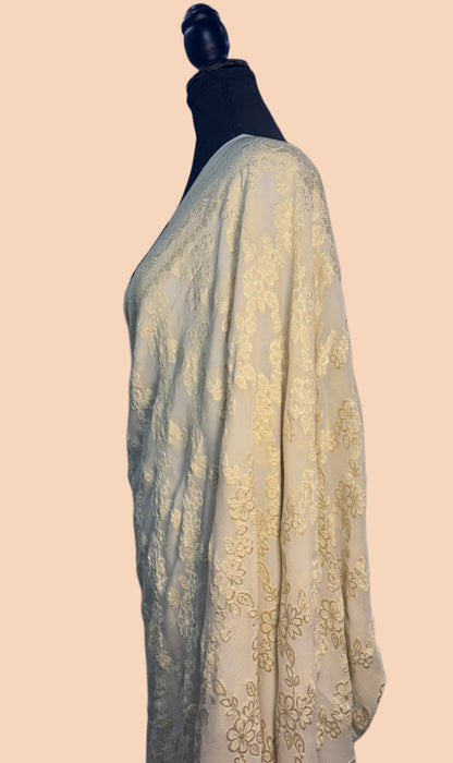 Olive Pure Khaddi Georgette Banarasi Saree -  Water Zari