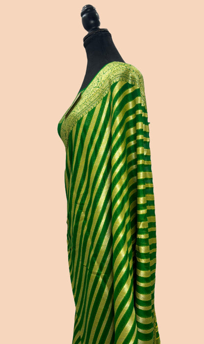 Green Pure Khaddi Chiffon Banarasi Saree