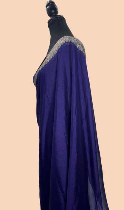 Navy Pure Khaddi Chiffon Banarasi Saree