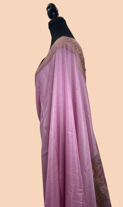 Mauve Pink Pure Butter Crepe Banarasi Saree