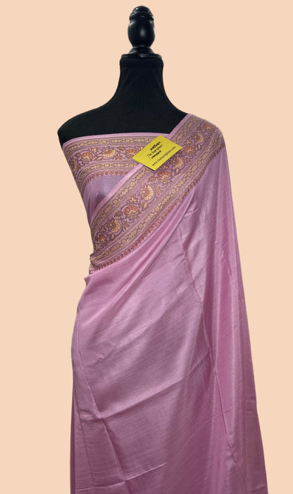 Mauve Pink Pure Butter Crepe Banarasi Saree