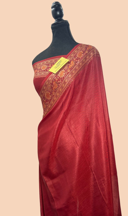 Maroon Pure Butter Crepe Banarasi Saree