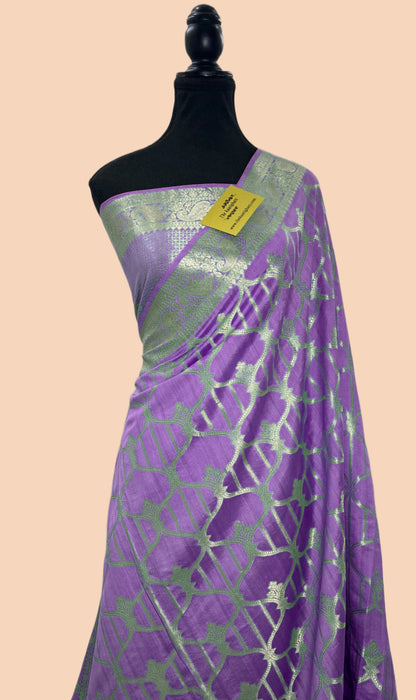 Lavender Pure Chiniya Banarasi Handloom Saree