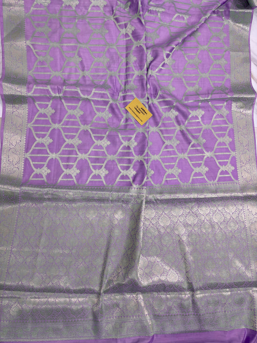 Lavender Pure Chiniya Banarasi Handloom Saree