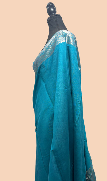 German Blue Pure Chiniya Banarasi Handloom Saree