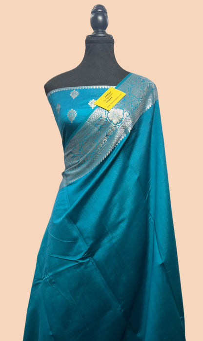German Blue Pure Chiniya Banarasi Handloom Saree