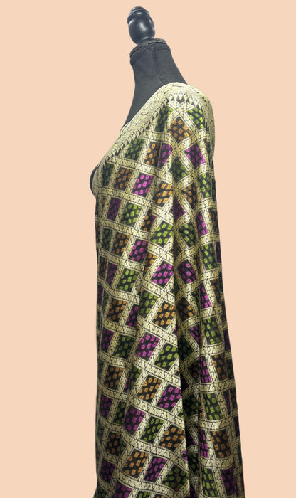 Black Pure Khaddi Chiffon Banarasi Saree - Meenakari Work
