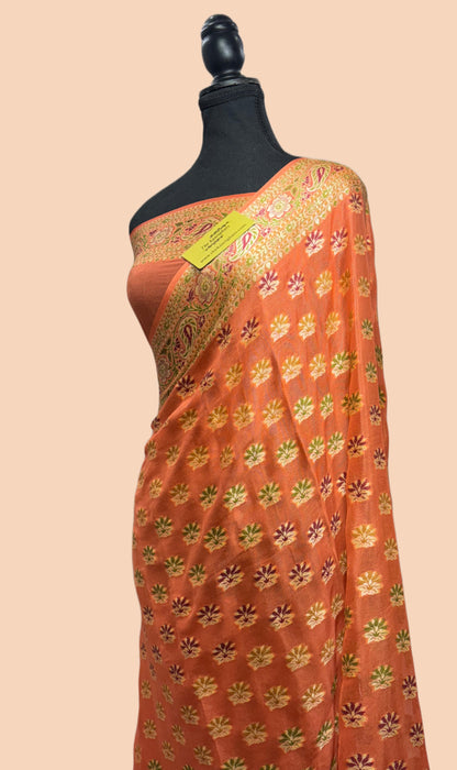 Pure Khaddi Chiffon Banarasi Saree - Meenakari Work