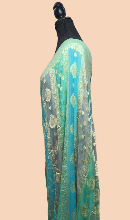Rangkat Khaddi Georgette Banarasi Handloom Saree - Hand Meenakari