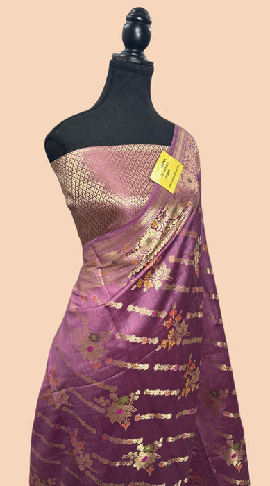 Italian lavender Pure Raw Mango Banarasi Handloom Saree