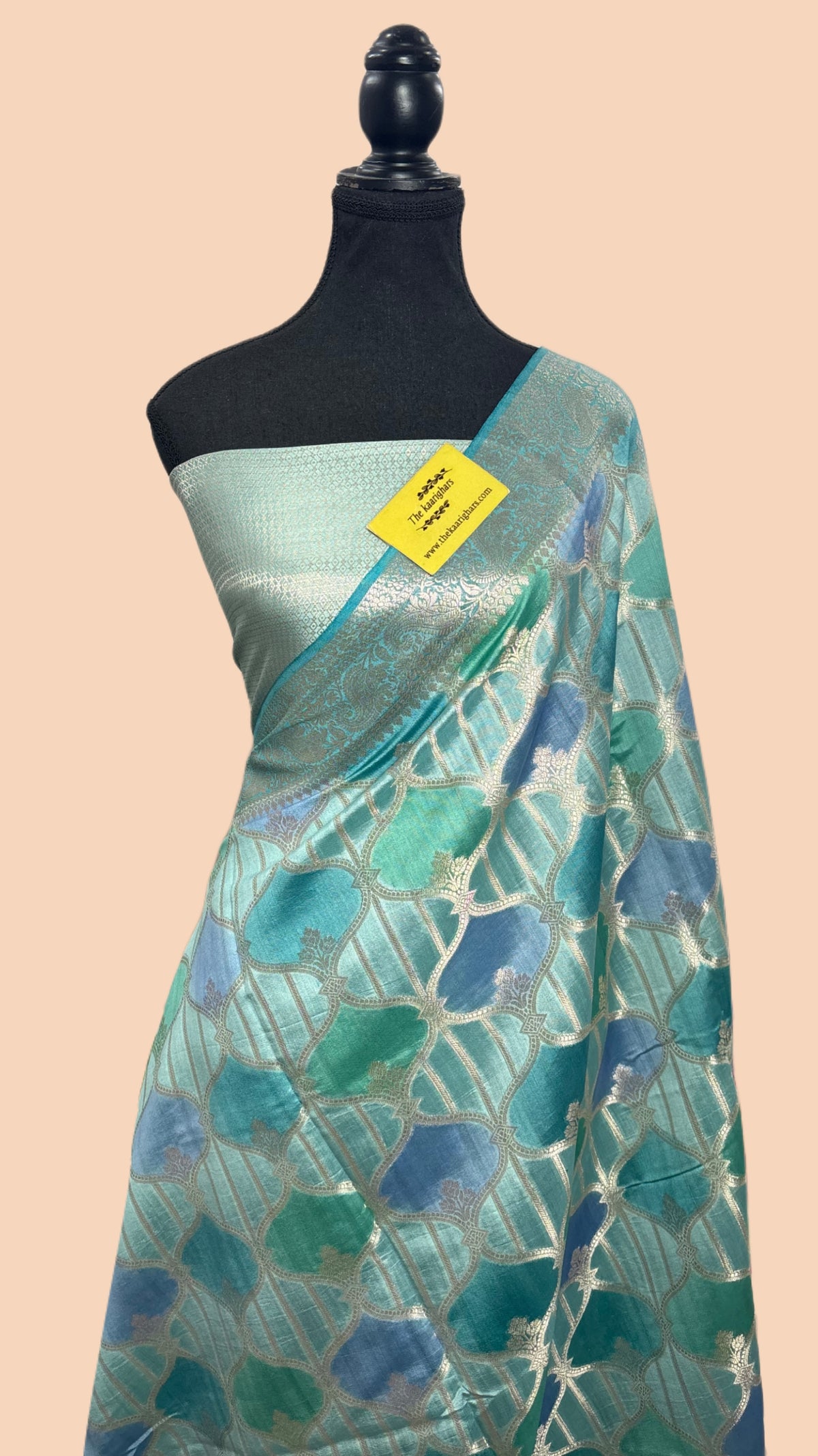 Rangkat Blue Pure Chiniya Banarasi Handloom Saree - Hand meenakari ...