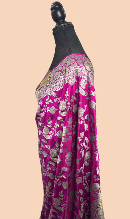 Rani Pure Katan Banarasi Handloom Saree - Sona Jaal Work