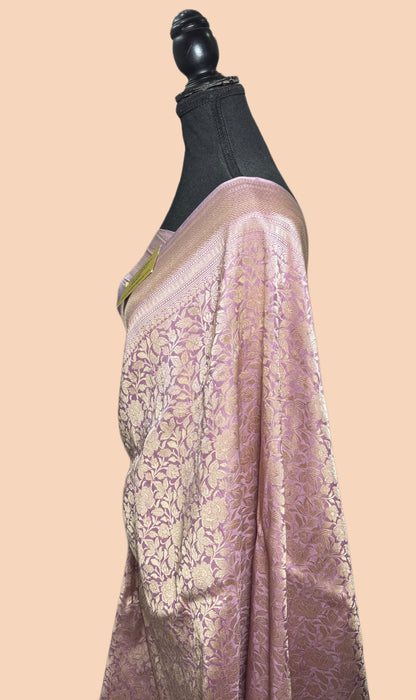 Pink Pure Katan Silk Banarasi Handloom Saree - Sona Brocade