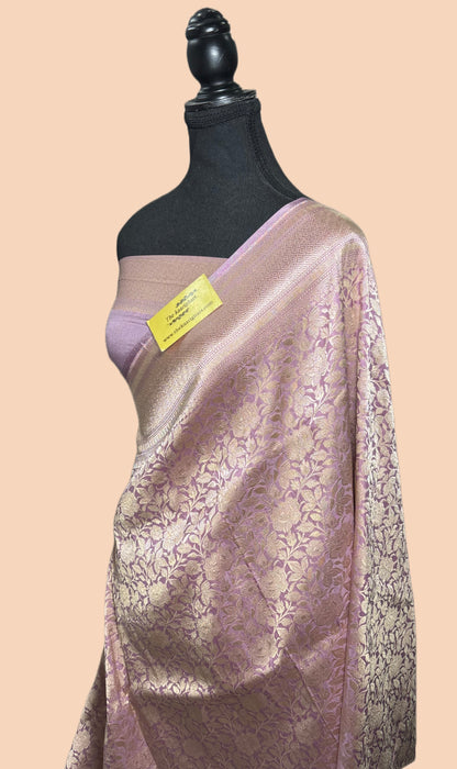 Pink Pure Katan Silk Banarasi Handloom Saree - Sona Brocade