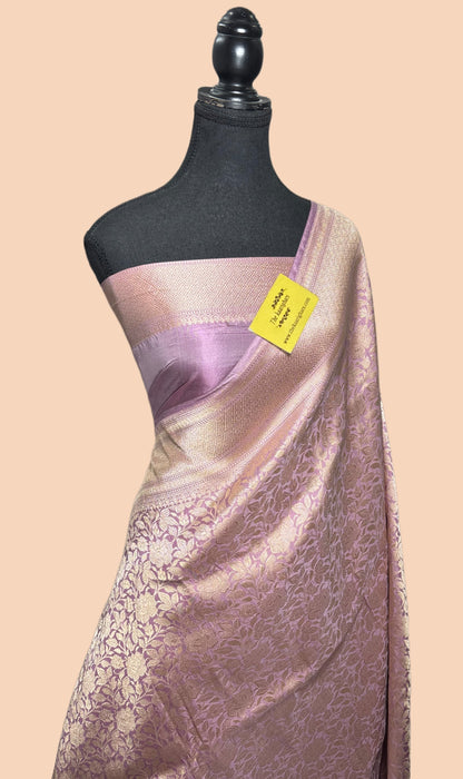 Pink Pure Katan Silk Banarasi Handloom Saree - Sona Brocade