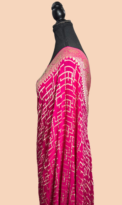 Rani Pure Khaddi Georgette Banarasi Saree - Water zari