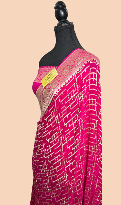 Rani Pure Khaddi Georgette Banarasi Saree - Water zari