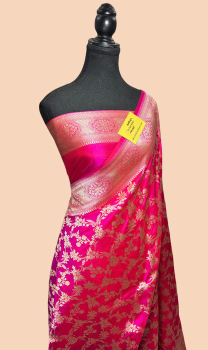 Rani Pure Katan Silk Banarasi Handloom Saree - Sona Jaal Work