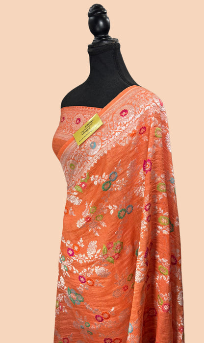 Pure Tussar Georgette Banarasi Handloom Saree - Meenakari Jaal