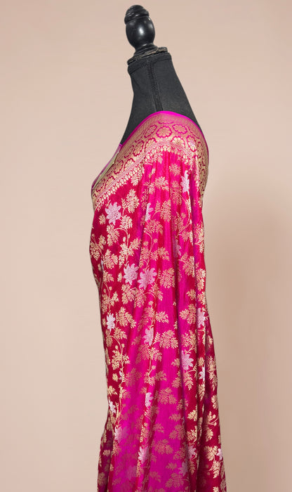 Rani Pure Katan Banarasi Handloom Saree - Sona Roopa Jaal Work