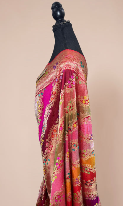 Ektara Pure Katan Silk Banarasi Handloom Saree - Rangkat Kadhiyal Jangla with Tested Zari