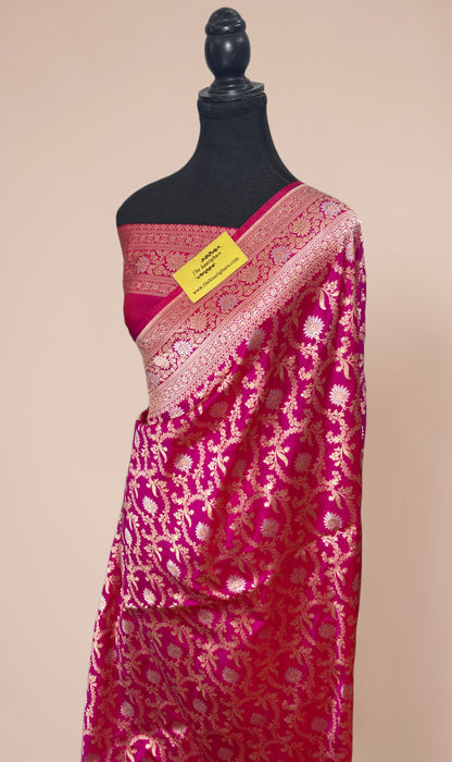 Rani Pure Katan Banarasi Handloom Saree - Sona Roopa Jaal Work