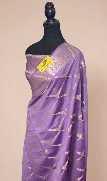 Lavender Pure Chiniya Banarasi Handloom Saree