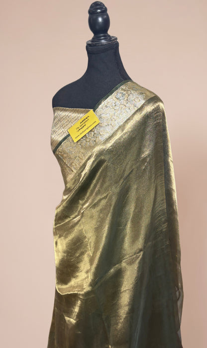 Green Pure Banarasi Tissue Handloom Saree