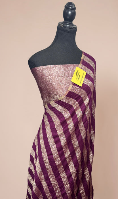 Wine Pure Banarasi Tissue Handloom Saree - Reshmi Zari