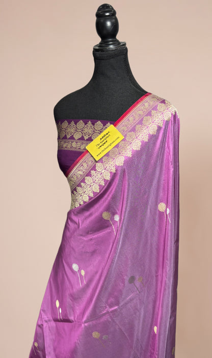 Pure Katan Banarasi Handloom Saree - Kadhiyal Roopa Motifs