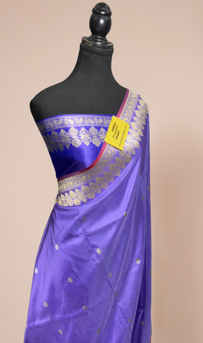 Pure Katan Banarasi Handloom Saree - Kadhiyal Roopa Motifs