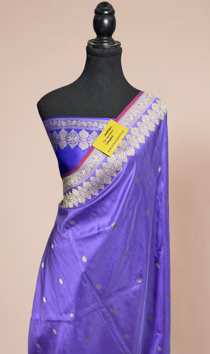 Pure Katan Banarasi Handloom Saree - Kadhiyal Roopa Motifs