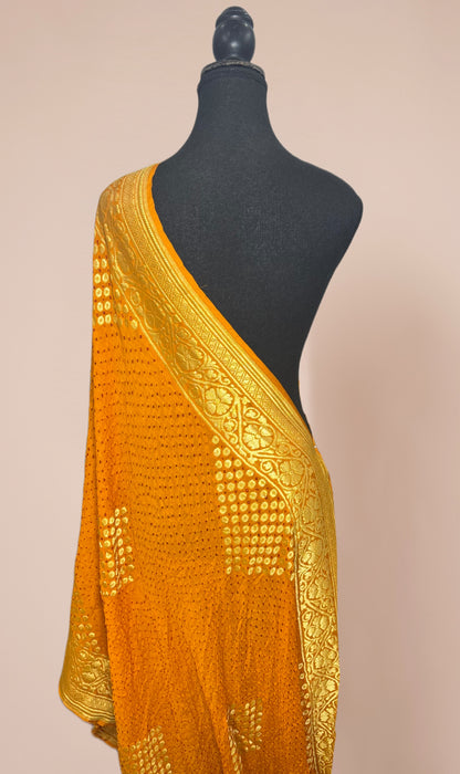 Pure Georgette Bandhani Banarasi Handloom Dupatta